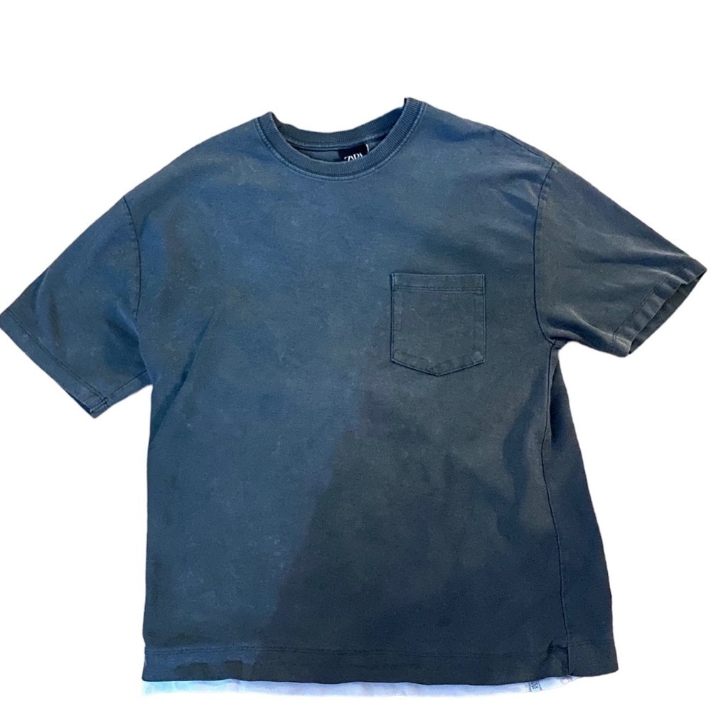 Zara Men’s Heavy Cotton Stonewash Grey T-Shirt Size medium